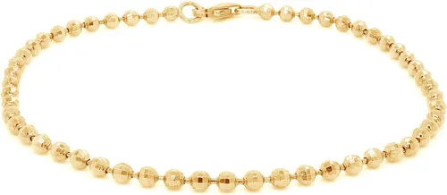 Wishrocks Italian Crafted 2.4MM 7 Inches Bead Bracelet Jewelry For Women & Girls in 14k Gold Over Sterling Silver, Gift Jewelry for Her, Teen