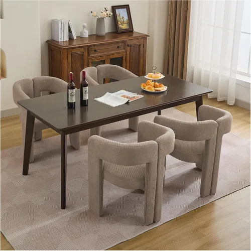 Miniatura 32 de adochr Modernas sillas de comedor de barril, silla de comedor tapizada de lino con patas de madera, sillas decorativas con brazos, cómodos sillones