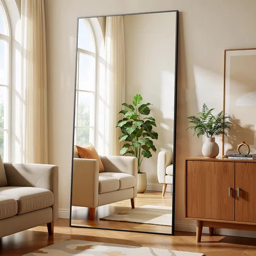Miniatura 18 de BEAUTYPEAK - Espejo de longitud completa con soporte, de 56 pulgadas x 21 pulgadas, espejo de piso con marco fino de aleación de aluminio, espejos