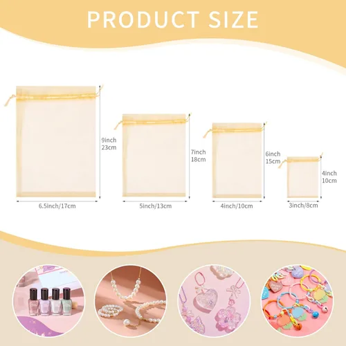 Miniatura 2 de Bolsas de organza de 3x4 pulgadas, 50 paquetes de pequeñas bolsas de regalo de malla con cordón, bolsas de muestra para fiesta, boda, baby shower