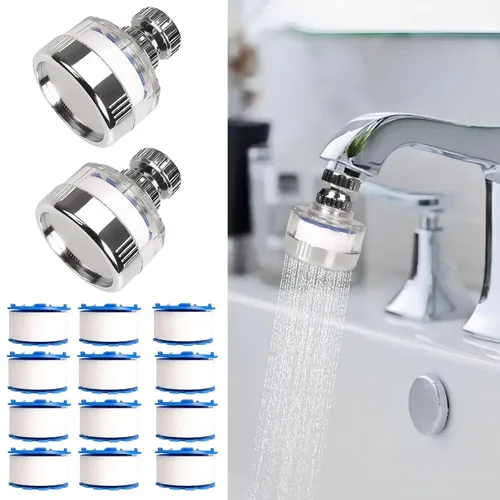 14 piezas Juego de filtros de agua para fregadero con elementos de filtro, Juego universal de filtro para grifo de fregadero giratorio 360°, Filtro