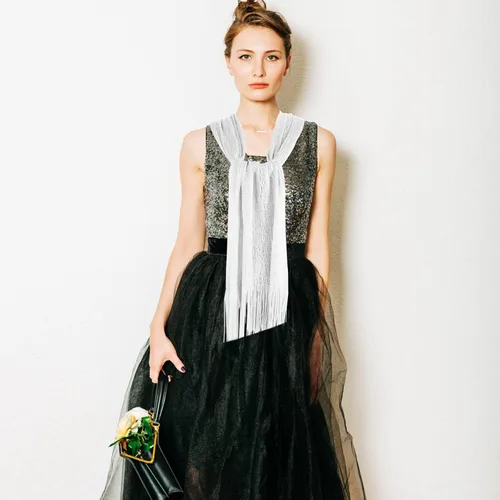 Miniatura 6 de Aster Chales metálicos brillantes y envolturas para vestidos de noche con hebilla para mujer, chales y envolturas para fiesta, novia, dama de honor
