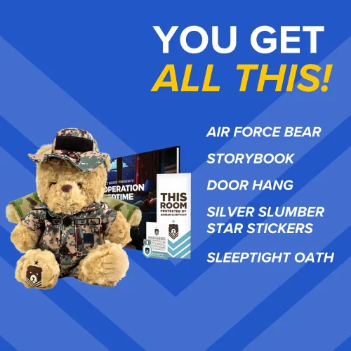 Miniatura 5 de ZZZ Bears Airman Sleeptight Air Force - Oso de peluche con libro de cuentos y sistema de sueño, regalo reconfortante para niños de la Fuerza Aérea