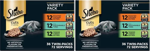 Miniatura 12 de Sheba Perfect Portions - Cortes de comida húmeda para gatos en salsa, plato de pollo asado, plato de pavo tierno, con salmón sostenible y con atún