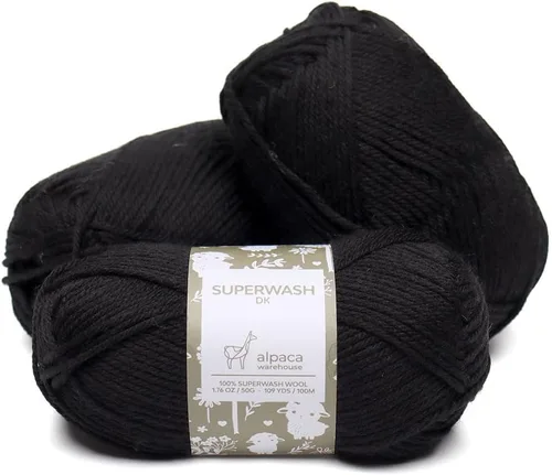 Miniatura 22 de 100% lana pura Superwash de Alpaca Warehouse, juego de 3 madejas (150 gramos) de peso DK - Procedencia directa de Perú - Celestialmente suave