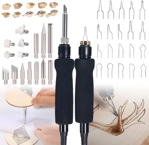Miniatura 3 de YIHUA 939D-II Pluma de Pirografía Kit de Quema de Madera Estación 2-en-1 Punta Sólida 200~480°C (con Pantalla de Temperatura)/Punta de Alambre Azul