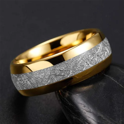 Miniatura 5 de LOVERSRING Juego de anillos de boda para él y para ella, 2 piezas de anillos de compromiso de boda de circonita cúbica de oro amarillo de 10