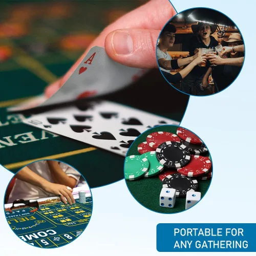 Miniatura 6 de Tapete de mesa de dados de 35.433 x 15.748 in, antideslizante, mini tapete de goma para dados de juegos de casino, tapete de mesa de póquer