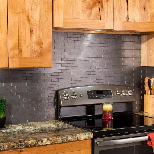 Miniatura 6 de Azulejos adhesivos de Aspect para salpicadero, de metal mate, diseño de tipo metro, para cocina y baño, Plateado