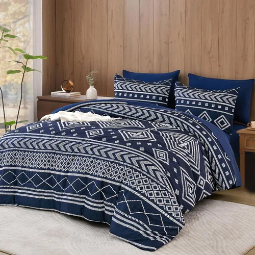 Miniatura 12 de Yiran - Juego de edredón tamaño Queen de 7 piezas, reversible negro, ropa de cama estilo boho azteca en una bolsa, juego de edredón suave y ligero