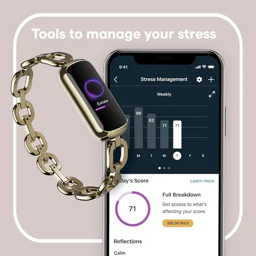 Miniatura 4 de Fitbit Luxe-Rastreador de Fitness y Bienestar con Gestión del Estrés, Seguimiento del Sueño y Frecuencia Cardíaca 24/7, Negro/Grafito, Talla Única