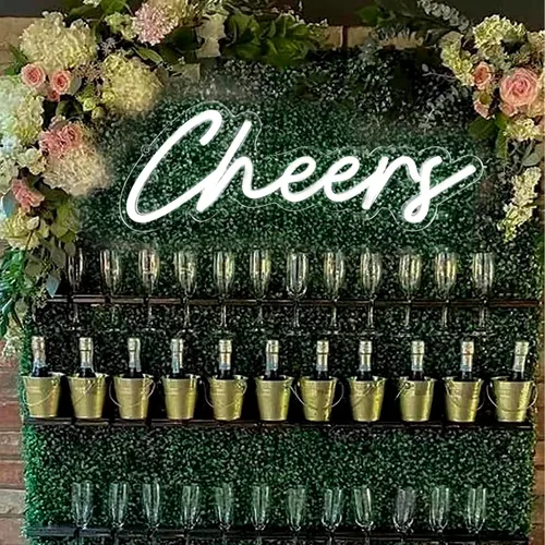 Miniatura 11 de Letrero de neón de Cheers alimentado por USB con interruptor regulable, letrero de luz LED de neón para decoración de fondo de pared, letrero