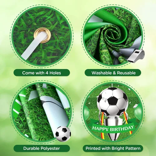 Miniatura 7 de Cartel de feliz cumpleaños de fútbol para niños y adolescentes – Cartel grande de cumpleaños con temática deportiva para fiestas de fútbol Estilo 3