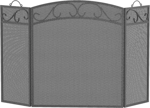 Miniatura 3 de Fire Beauty Pantalla de chimenea 3 paneles con asas de hierro forjado 51 pulgadas de largo x 31 pulgadas de alto, cubierta de protección contra