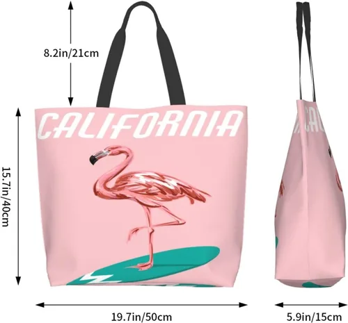 Miniatura 7 de Bolso de mano de flamenco tropical de California, grande, casual, para mujer, bolsas de hombro reutilizables para el trabajo, compras, viajes, playa
