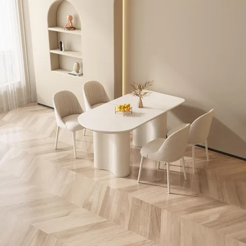 Miniatura 10 de Guyii Mesa de comedor de 55.11 pulgadas, mesa de cocina moderna para 6 personas, mesa de comedor interior para cocina, bar, sala de estar, espacio