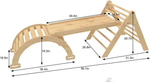 Miniatura 3 de Avenlur Hazel - Gimnasio de escalada interior 5 en 1, juego de escalada Waldorf y Montessori con escalera triangular, rampa de escalada, escalador