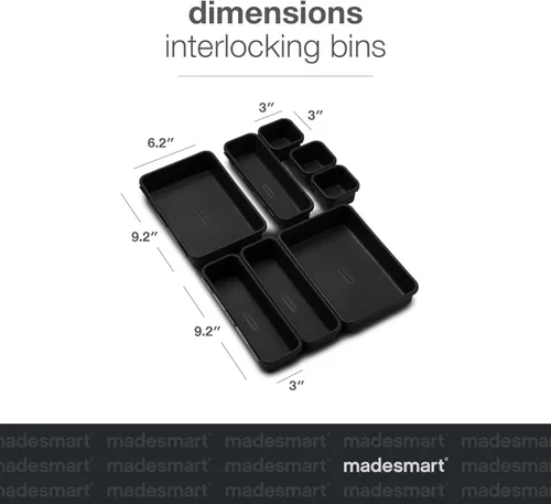 Miniatura 4 de madesmart Paquete de 8 cubos entrelazados con cajones personalizables y organizador de escritorio para oficina, cocina, baño y herramientas