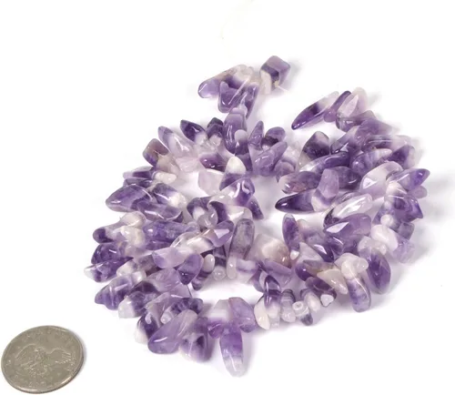 Miniatura 2 de Cuentas de piedras preciosas sueltas graduadas de cristal de roca de amatista natural, 16 pulgadas
