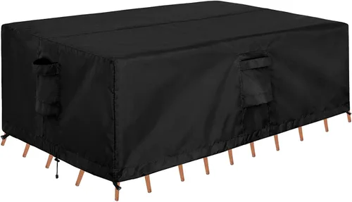 Miniatura 9 de OutdoorLines Juego de fundas impermeables para muebles de mesa de patio al aire libre, funda rectangular para sofá exterior, resistente a la Negro