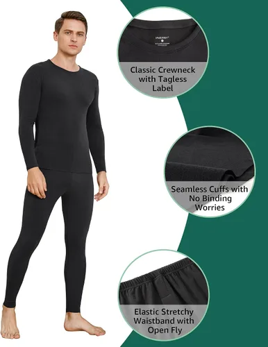 Miniatura 5 de INNERSY Conjunto de ropa interior térmica para hombre, ligero, capa base, pantalones largos para ejercicio de invierno