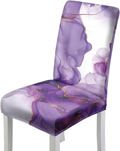 Miniatura 8 de HUGS IDEA Christmas Seat Covers for Dining Room Chairs Set of 6 Music Notes Stretch Chair Slipcovers Protector Removable and Washable Kitchen Dining