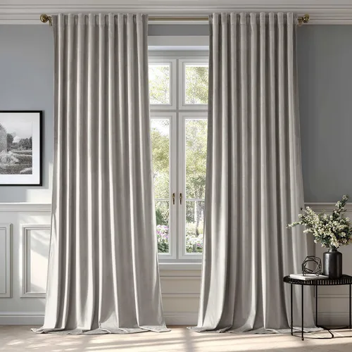 Miniatura 57 de MIULEE Cortinas de terciopelo de 84 pulgadas de largo, juego de 2 paneles para dormitorio, con pestaña trasera plisada, de lujo, aislamiento