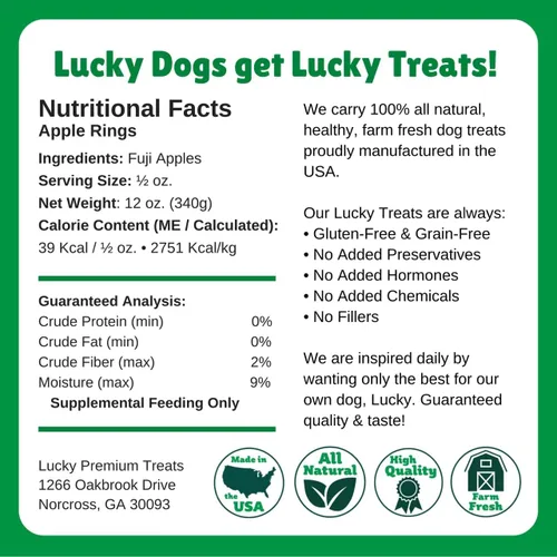 Miniatura 6 de Lucky Premium - Anillos de manzana – Golosinas de manzana de cecina fina y crujientes totalmente naturales para perros, golosinas vegetarianas