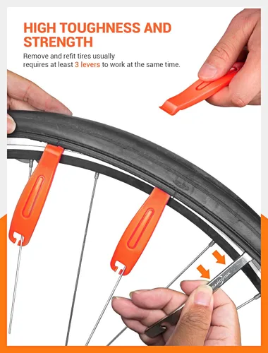Miniatura 4 de SARDVISA Palancas de neumáticos de bicicleta Palancas de neumáticos ultra fuertes y cucharas de neumáticos de acero inoxidable, herramienta
