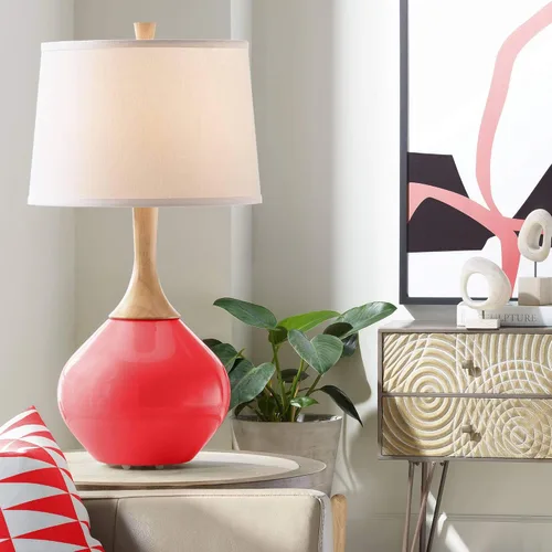 Miniatura 20 de Color + Plus Wexler 31" White Shade Mellow Coral Pink Table Lamp