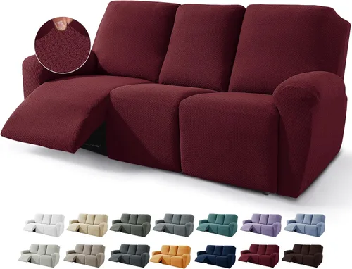 Miniatura 36 de JIVINER Fundas de sofá reclinable de 8 piezas, fundas elásticas de jacquard para sofá reclinable, fundas para sala de estar, protector suave de 3
