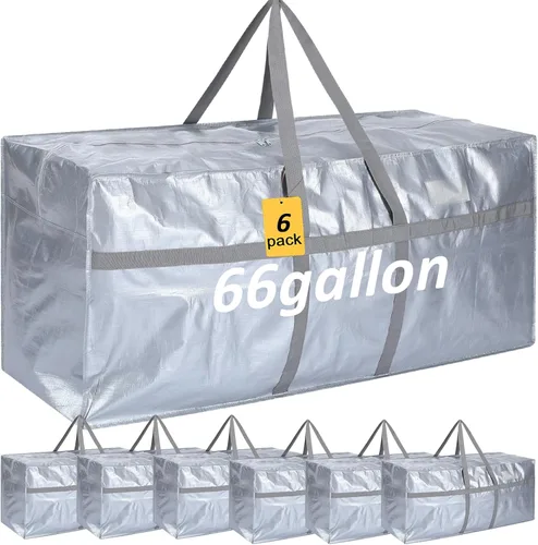 Miniatura 26 de 4 Piezas Bolsas de Mudanza Grandes con Cremallera y Asas Bolsas de Lona Tipo Duffle Plegables de Almacenamiento Extra Resistentes Extra Grandes
