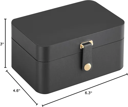 Miniatura 65 de SONGMICS Caja organizadora de joyas, estuche de viaje de 2 capas para aretes, collares, pulseras, almacenamiento portátil de joyas con gran Verde