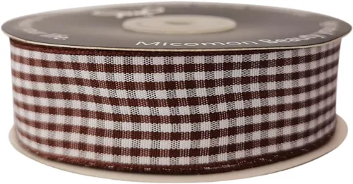 Miniatura 3 de Cinta de cuadros a cuadros vichy marrón 25 yardas cada rollo 100% poliéster (1 pulgada, marrón)