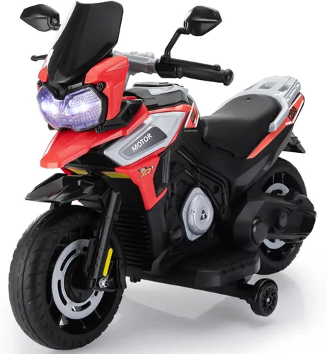 TOBBI - Motocicleta para niños, eléctrica, estilo motocross, bicicleta para niños pequeños con ruedas de entrenamiento, juguetes de 12V, batería,
