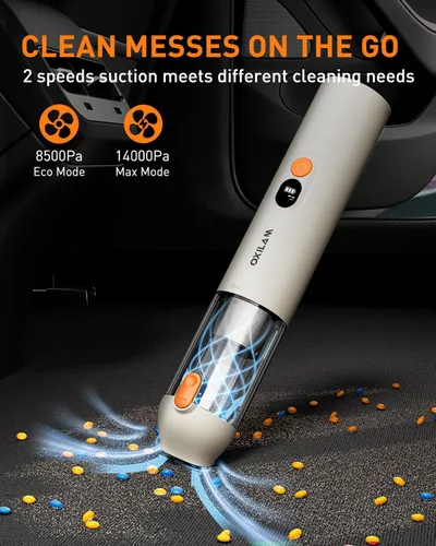 Miniatura 4 de OXILAM Aspiradora de Coche Aspiradora de Mano Portátil Inalámbrica - 14000 PA Alta Potencia, Sopla y Aspira 2 en 1, Hasta 30 Minutos
