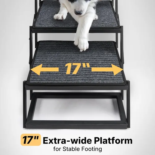 Miniatura 6 de Veehoo Escalones plegables para perros grandes, rampa plegable de 4 escalones para vehículos de automóvil de 17 pulgadas de ancho, escalera portátil