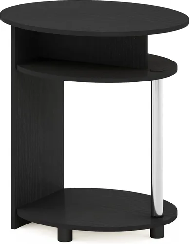 Miniatura 5 de Furinno JAYA Mesa auxiliar ovalada de diseño simple con contenedor, americano/cromo