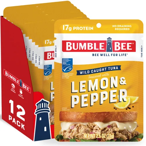 Miniatura 31 de Bumble Bee - Atún sazonado con hierbas y especias mediterráneas, sobre de 71 g - Listo para comer - Paquete de atún capturado de forma salvaje - 14