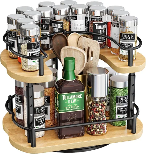Miniatura 11 de Lazy Susan Organizador de especias – Organización de especias para gabinete, mesa giratoria ajustable para despensa, cocina, organizador giratorio