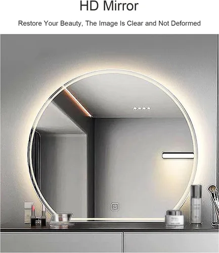 Miniatura 3 de WHYATT Espejo de tocador LED para baño con luz delantera y trasera, espejos de pared con antiniebla, 2 colores (tamaño: pequeño)