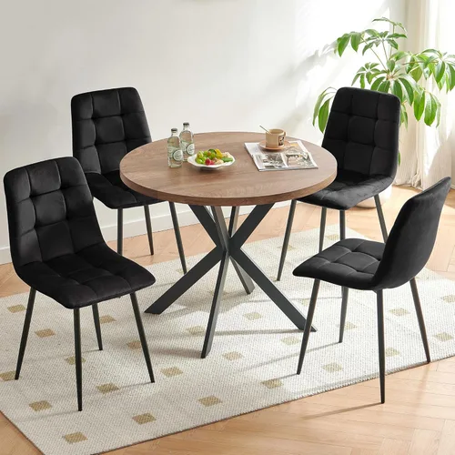Miniatura 10 de Homedot Juego de mesa de comedor para 2, mesa de cocina de 3 piezas, juego de sillas de comedor redondas y negras para espacios pequeños, juego