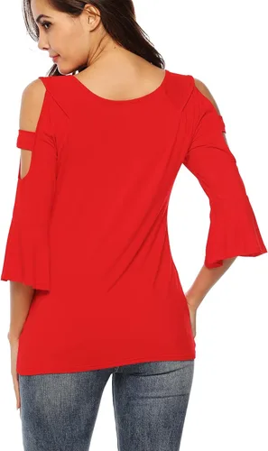 Miniatura 3 de Florboom Camisetas básicas de manga 34 para mujer con hombro descubierto camisetas casuales