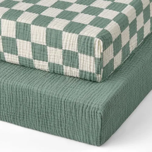 Miniatura 31 de Blissful Diary Sábanas de moisés de muselina para bebés, niñas y niños, de algodón suave bohemio, ajustadas para colchón rectangular ovalado de Sol