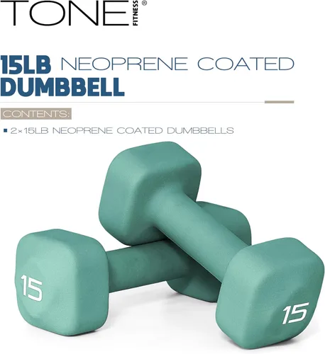 Miniatura 57 de Tone Fitness Pares de Mancuernas de Pesas de Neopreno con Cabeza Cuadrada Antirrodamiento Múltiples Opciones Azul