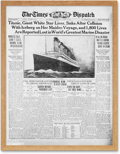 Miniatura 7 de Póster enmarcado de 12 x 16 pulgadas, diseño de catástrofe del Titanic Disaster 1912 Times