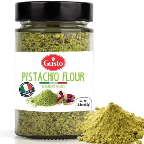 GUSTO ETNA Harina de Pistacho, 80 g, Harina de Pistacho Finamente Picada Siciliana, Pistachos Molidos, Polvo de Pistacho, Harina Sin Gluten, Alta en