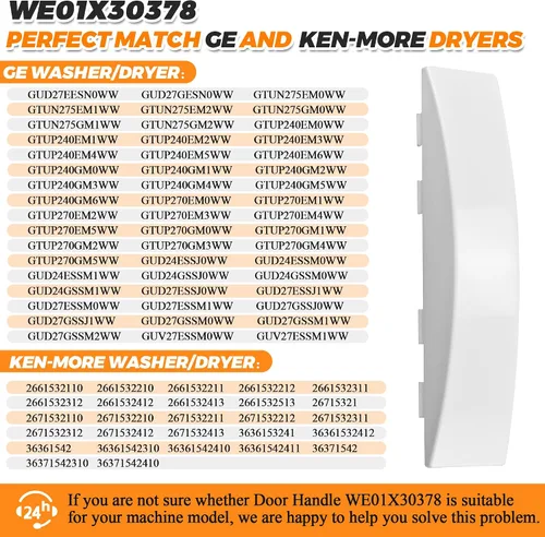 Miniatura 6 de Blutoget Actualización WE01X30378 WE1M1068 - Manija de puerta de secadora para GE GUD27ESSMWW GUD27ESSM1WW Ken-More - Reemplazo de manija de puerta