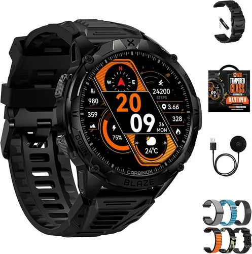 Miniatura 12 de Reloj inteligente CARBINOX Blaze con GPS – Rastreadores de fitness resistentes, impermeable IP69K, más de 170 modos deportivos, vidrio Gorilla