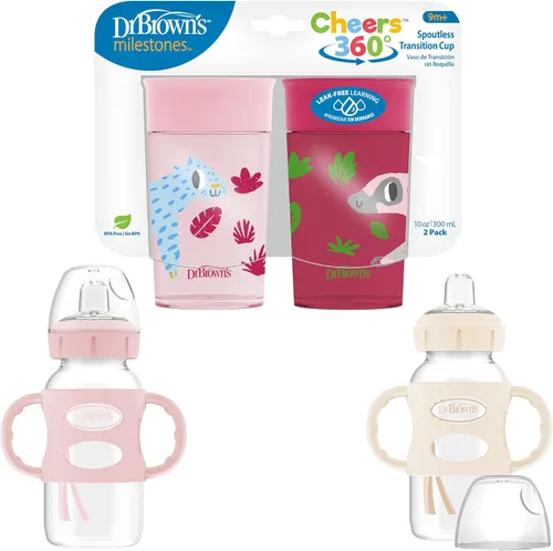 Miniatura 9 de Dr. Brown's Milestones Cheers - Taza de transición sin boquilla de 360 tazas, apta para viajes y sin fugas, taza de popote para bebé, taza
